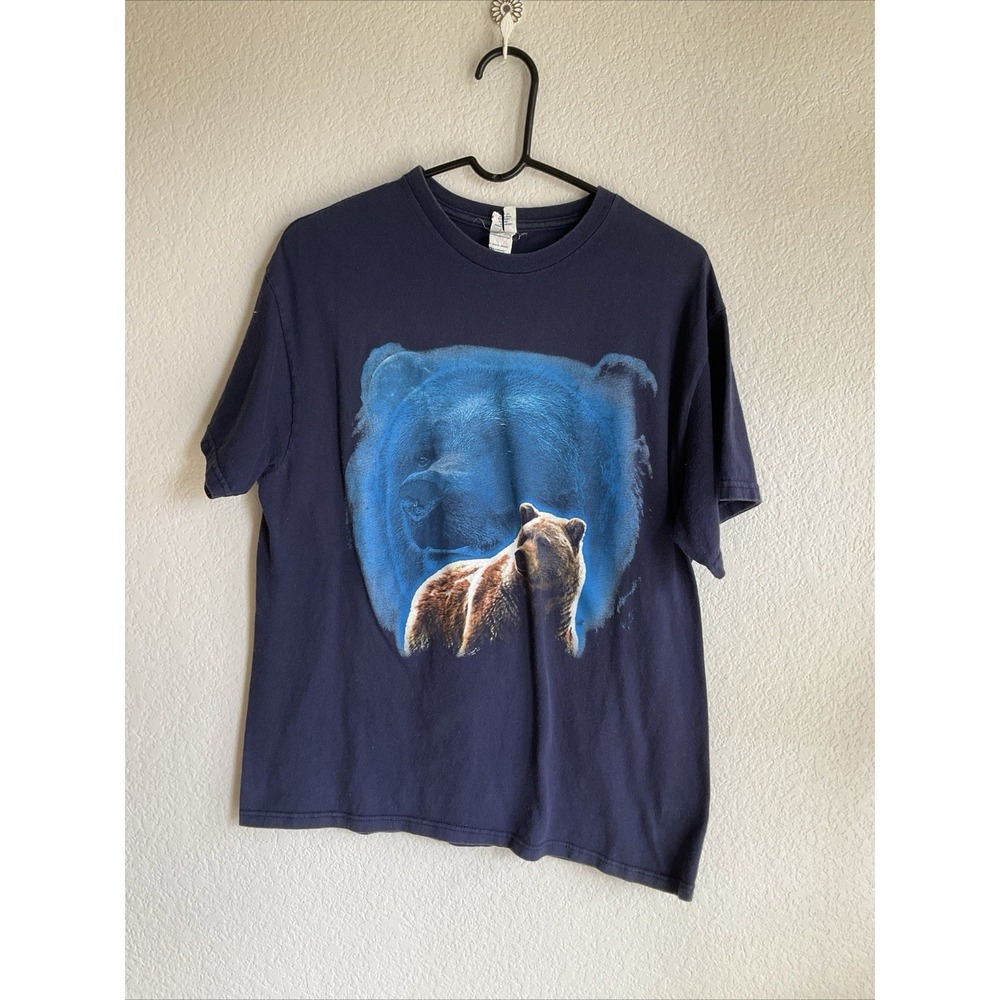 Delta Pro Weight Men's T-shirt Blue Brown Bear Large Short Sleeve